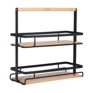 Estia Θήκη Οργάνωσης Με Χερούλι 2 Επιπέδων Bamboo Essentials 22x4.7x29.5cm Μαύρο 01-30759