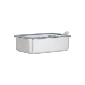 Estia Φαγητοδοχείο Ανοξείδωτο Ορθογώνιο 1250ml Με Γυάλινο Καπάκι Και Πηρούνι 01-33026 - Image 2