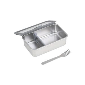 Estia Φαγητοδοχείο Ανοξείδωτο Ορθογώνιο 1250ml Με Γυάλινο Καπάκι Και Πηρούνι 01-33026