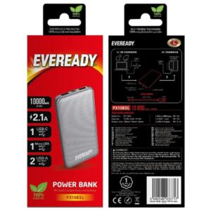 Energizer Power Bank 10000mAh Με 2 Εξόδους USB-A 2A Eveready Slim Ασημί PX10BSL - Image 3