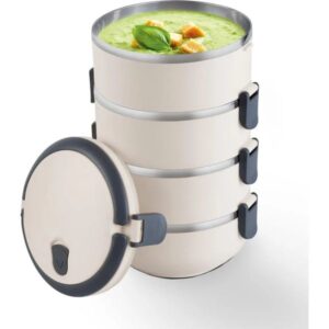 Lamart Φαγητοδοχείο Ανοξείδωτο 4 Επιπέδων 2.4lt Φ14.7xΥ26.5cm Μπεζ LT6024 - Image 2