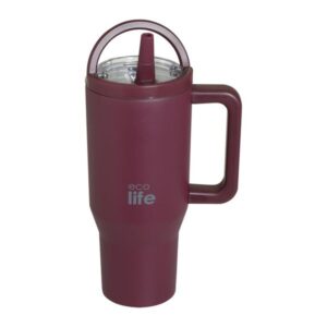 Ecolife Θερμός Ποτήρι Tumbler Με Διπλή Λαβή 900ml Cranberry 33-BO-7070