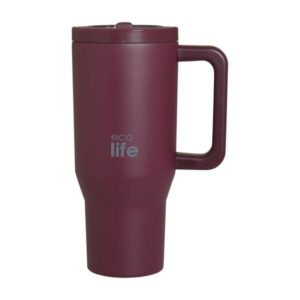 Ecolife Θερμός Ποτήρι Tumbler Με Διπλή Λαβή 900ml Cranberry 33-BO-7070 - Image 6