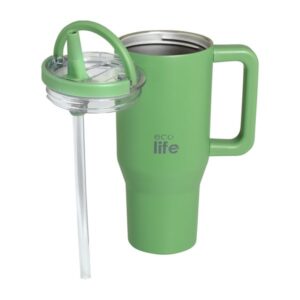 Ecolife Θερμός Ποτήρι Tumbler Με Διπλή Λαβή 900ml Green Tea 33-BO-7071 - Image 3