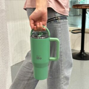 Ecolife Θερμός Ποτήρι Tumbler Με Διπλή Λαβή 900ml Green Tea 33-BO-7071 - Image 2