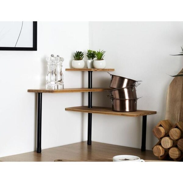 Cook Concept Γωνιακή Ραφιέρα Οργάνωσης Με 3 Ράφια Και 4 Γάντζους 43x43x27cm Μπαμπού - Πλαστικό KB5843 - Image 4