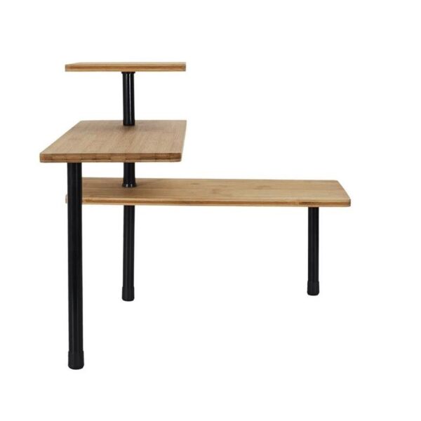 Cook Concept Γωνιακή Ραφιέρα Οργάνωσης Με 3 Ράφια Και 4 Γάντζους 43x43x27cm Μπαμπού - Πλαστικό KB5843 - Image 3