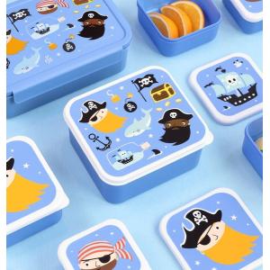 A Little Lovely Company Σετ 4 Δοχεία Φαγητού Lunch And Snack Box - Pirates SBSEPI80 | Homidoo.gr