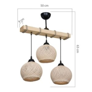 Pakoworld Φωτιστικό Οροφής Τρίφωτο Fiona 3xΕ27 50x20x63cm Κρεμ-Φυσικό 147-000066 - Image 4