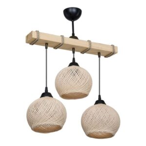Pakoworld Φωτιστικό Οροφής Τρίφωτο Fiona 3xΕ27 50x20x63cm Κρεμ-Φυσικό 147-000066