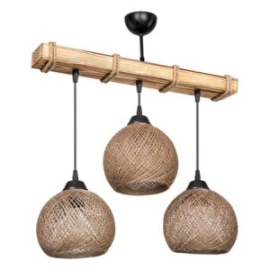 Pakoworld Φωτιστικό Οροφής Τρίφωτο Fiona 3xΕ27 50x20x63cm Μπεζ-Καρυδί 147-000111