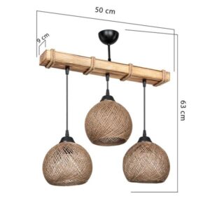 Pakoworld Φωτιστικό Οροφής Τρίφωτο Fiona 3xΕ27 50x20x63cm Μπεζ-Καρυδί 147-000111 - Image 4