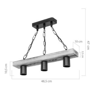 Pakoworld Φωτιστικό Οροφής Τρίφωτο PWL-1027 3xΕ27 48.5x10x47cm Φυσικό-Μαύρο 147-000211 - Image 5