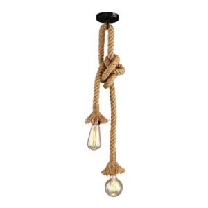 Pakoworld Φωτιστικό Οροφής Ropily 2xΕ27 L100cm Από Φυσικό Σχοινί 342-000047