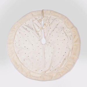 Eurolamp Ποδιά Δέντρου Βελούδινη Φ90cm Μπεζ Με Χρυσά Αστεράκια 600-46041