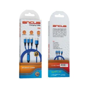 Ancus Καλώδιο Φόρτισης Flow Plus E54 USB-A Σε USB-C - Lightning - Micro USB 1m 2.0A Braided Μπλε 35127 - Image 2