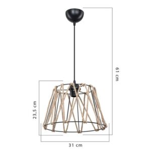 Pakoworld Φωτιστικό Οροφής Μονόφωτο PWL-1160 1xΕ27 Φ31x23.5εκ Μπεζ Φυσικό-Μαύρο 147-000097 - Image 4