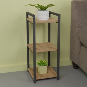 Pakoworld Ραφιέρα Επιδαπέδια Harvey 33x28x70εκ Μαύρο Μέταλλο - Μελαμίνη Σε Φυσική Απόχρωση Ξύλου 321-000101 - Image 2