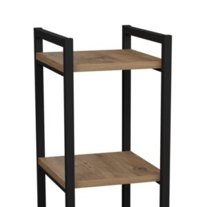 Pakoworld Ραφιέρα Επιδαπέδια Harvey 33x28x70εκ Μαύρο Μέταλλο - Μελαμίνη Σε Φυσική Απόχρωση Ξύλου 321-000101 - Image 4