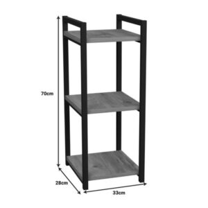 Pakoworld Ραφιέρα Επιδαπέδια Harvey 33x28x70εκ Μαύρο Μέταλλο - Μελαμίνη Σε Φυσική Απόχρωση Ξύλου 321-000101 - Image 6