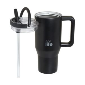 Ecolife Θερμός Ποτήρι Tumbler Με Διπλή Λαβή 900ml Rich Black 33-BO-7072 - Image 6