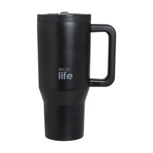 Ecolife Θερμός Ποτήρι Tumbler Με Διπλή Λαβή 900ml Rich Black 33-BO-7072 - Image 2
