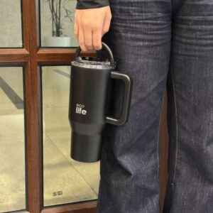 Ecolife Θερμός Ποτήρι Tumbler Με Διπλή Λαβή 900ml Rich Black 33-BO-7072 - Image 3
