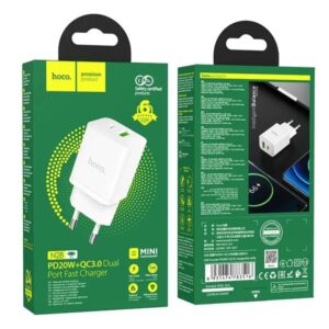 Hoco Φορτιστής Ταξιδίου N28 Founder Με 1xUSB-A QC3.0A 18W Kαι USB-C PD20W Λευκός 39130 - Image 3