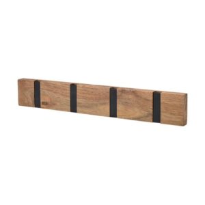 Estia Κρεμάστρα Τοίχου Ξύλινη 40x6x2cm 4 Θέσεων Με Αναδιπλούμενους Γάντζους Σκούρο Φυσικό 02-34085 - Image 2
