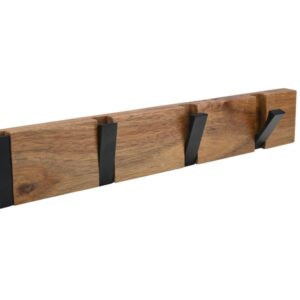 Estia Κρεμάστρα Τοίχου Ξύλινη 40x6x2cm 4 Θέσεων Με Αναδιπλούμενους Γάντζους Σκούρο Φυσικό 02-34085 - Image 3