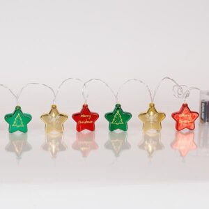 Eurolamp Σειρά Με 10 Αστεράκια LED Θερμό Λευκό Και Χρονοδιακόπτη 0.9m Μπαταρίας Διαφανές Καλώδιο 600-03061 - Image 2