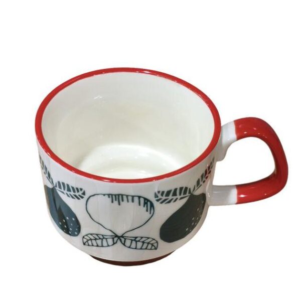 Etoile Κούπα Κεραμική Με Χειρολαβή Y7.5x13x9cm 300ml Αχλάδια Κόκκινο-Λευκό TR-972B - Image 3