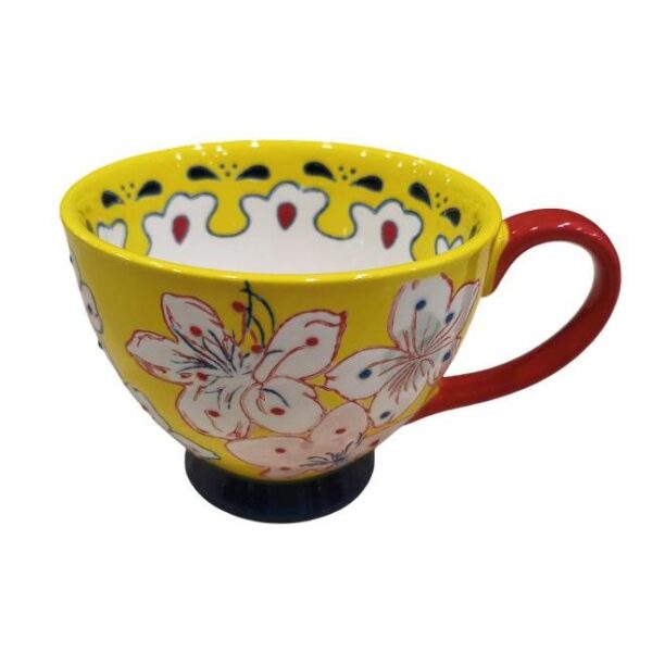 Etoile Κούπα Κεραμική Με Χειρολαβή 9.5x11.5x15cm 500ml Λουλούδια Κίτρινη TR-981A - Image 4