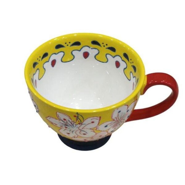 Etoile Κούπα Κεραμική Με Χειρολαβή 9.5x11.5x15cm 500ml Λουλούδια Κίτρινη TR-981A - Image 5
