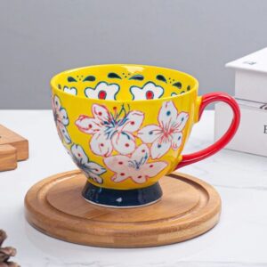 Etoile Κούπα Κεραμική Με Χειρολαβή 9.5x11.5x15cm 500ml Λουλούδια Κίτρινη TR-981A - Image 2