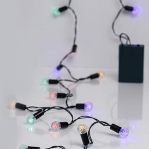 Eurolamp Σειρά Με 20 LED Πολύχρωμες Vintage Μπαλίτσες Και Χρονοδιακόπτη 1.9m Μπαταρίας Πράσινο Καλώδιο 600-03346