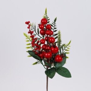 Eurolamp Διακοσμητικό Πικάκι Με Κόκκινα Berries Και Κλαδί Ελάτου 29cm 600-46697