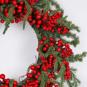Eurolamp Στεφάνι Φ50cm Με Κόκκινα Berries Και Κλαδί Ελάτου 600-46998 - Image 2