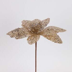 Eurolamp Διακοσμητικό Λουλούδι Φ30xΥ45cm Με Σαμπανί Glitter 600-47412