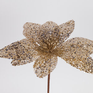 Eurolamp Διακοσμητικό Λουλούδι Φ30xΥ45cm Με Σαμπανί Glitter 600-47412 - Image 2