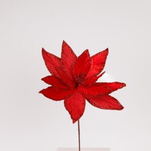Eurolamp Διακοσμητικό Λουλούδι 34x48cm Κόκκινο Με Φύλλα Glitter 600-47518