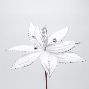 Eurolamp Διακοσμητικό Λουλούδι Με Glitter Υ20xΦ30cm Λευκό 600-47598