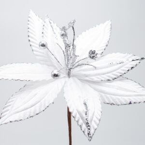 Eurolamp Διακοσμητικό Λουλούδι Με Glitter Υ20xΦ30cm Λευκό 600-47598 - Image 2