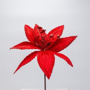 Eurolamp Διακοσμητικό Λουλούδι Με Glitter Υ30xΦ20cm Κόκκινο 600-47599