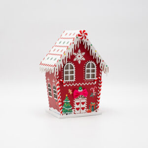Eurolamp Χάρτινο Σπιτάκι Candy Φωτιζόμενο 15x10.5x21.5cm Κοκκινό 600-47755
