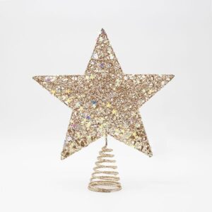 Eurolamp Κορυφή Δέντρου Υ25x30cm Αστέρι Με Ιριδίζοντα Αστέρια Σαμπανί 600-48064