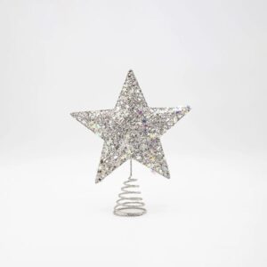 Eurolamp Κορυφή Δέντρου Αστέρι Ασημί Υ20x23cm Με Ιριδίζοντα Αστεράκια 600-48094