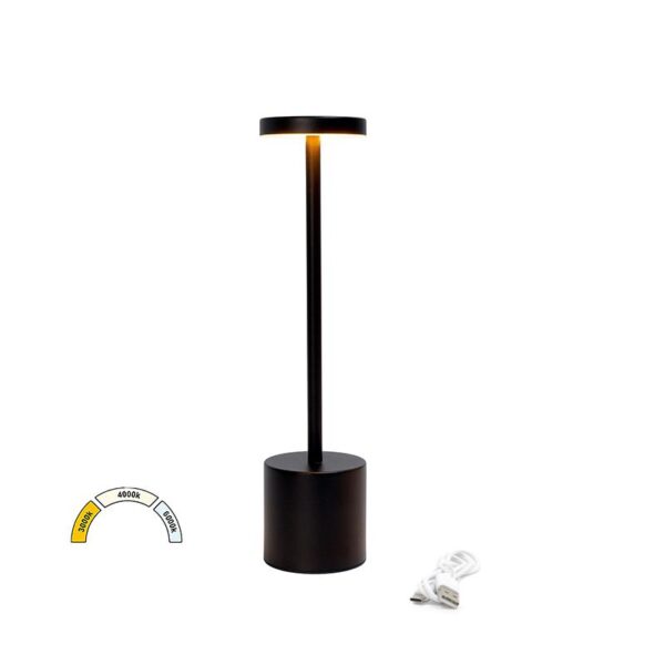 Adeleq LED ΠΟΡΤΑΤΙΦ ΕΠΑΝΑΦΟΡΤΙΖΟΜΕΝΟ 3W CCT DIMMABLE ΜΑΥΡΟ 5-0031