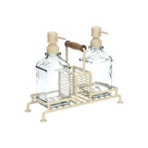 Estia Δοχεία Υγρού Πιάτων Allure 2x300ml Με Μεταλλική Βάση Και Θήκη Για Σφουγγάρι Ivory 01-26226