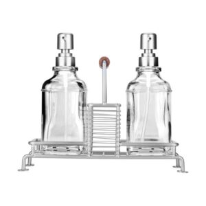 Estia Δοχεία Υγρού Πιάτων Allure 2x300ml Με Μεταλλική Βάση Και Θήκη Για Σφουγγάρι Ασημί 01-26233